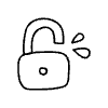Line Unlock Non Filled Element from Hand Drawn Icons - Variable Thickness Set