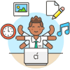 Multitasking Desk 3 Illustration from UX Colors Set