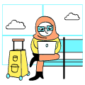 Digital Nomad Working In Airport