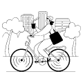 A Trendy Urban Going To Work On Bicycle 1