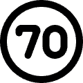 Road Sign Speed Limit 70 Alternate Icon from Ultimate Bold Set | Free Download as SVG Vector and Transparent PNG | Streamline icons