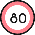 Road Sign Speed Limit 80 Icon from Ultimate Colors Set | Free Download as SVG Vector and Transparent PNG | Streamline icons