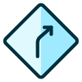 Road Sign Right Curve Ahead Icon from Ultimate Duotone Set | Free Download as SVG Vector and Transparent PNG | Streamline icons