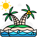 Island And Palm Trees