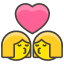 Kiss Woman Woman Emoji from Kawaii Emoji Set