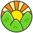 Sunrise Over Mountains A Element from Kawaii Emoji Set