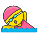 Woman Swimming Element from Emojis - Kawaii Set
