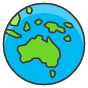 Globe Showing Asia Australia B Element from Emojis - Kawaii Set
