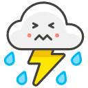 Cloud With Lightning And Rain Emoji from Kawaii Emoji Set