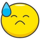 Downcast Face With Sweat Emoji from Kawaii Emoji Set