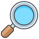 Magnifying Glass Tilted Right Element from Emojis - Kawaii Set