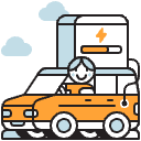 Electric Car Charging Illustration from Porto Duotone Set