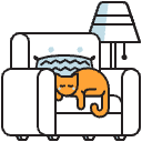 Cat Sleeping On A Couch Illustration from Porto Duotone Set