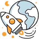 Rocket Orbiting Earth Illustration from Porto Duotone Set