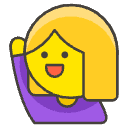 Woman Raising Hand Element from Emojis - Kawaii Set