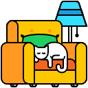 Cat Sleeping On A Couch Illustration from Porto Set