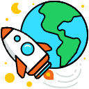Rocket Orbiting Earth Illustration from Porto Set