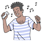 Listening Music With Iphone And Headset Or Airpods illustration - Free transparent PNG, SVG. No sign up needed.