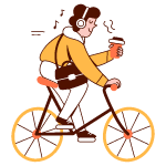 Going To Work On Bicycle illustration - Free transparent PNG, SVG. No Sign up needed.