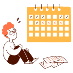 Overworked Employee - Calendar illustration - Free transparent PNG, SVG. No Sign up needed.