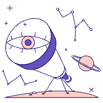 Looking Through A Telescope Illustration from Bangalore - Pro Set