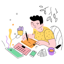 Designer Working 2 Illustration from Barcelona Set