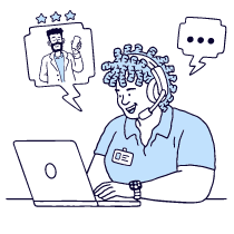 Customer Service Support Listening To Feedback From Users And Customers Illustration from Bruxelles Duotone Set