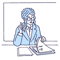 Education Teacher Grading Papers Projects Illustration from Bruxelles Duotone Set