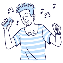 Listening Music With Iphone And Headset Or Airpods Illustration from Bruxelles Duotone Set