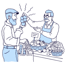 Shopping Market Fair Illustration from Bruxelles Duotone Set