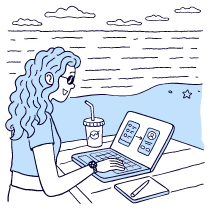 Digital Nomad Working Near Beach 1 illustration - Free transparent PNG, SVG. No sign up needed.
