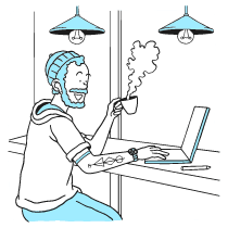 Digital Nomad Working Near Beach 2 illustration - Free transparent PNG, SVG. No Sign up needed.