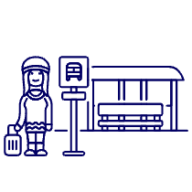 Bus Stop Waiting Luggage 4 Illustration from UX Line Set