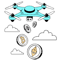 Airdrop Plane Or Drone Dropping Coins Illustration from London Set