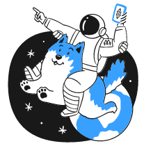 Astronaut Riding Doge Illustration from Brooklyn Set