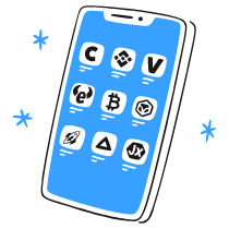 Smartphone With Crypto Apps Illustration from Brooklyn Set