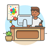 Designer Office 3 4 Illustration from UX Colors Set