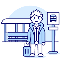 Bus Stop Waiting Luggage 2 Illustration from UX Duotone Set
