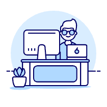 Employee Sit 3 1 Illustration from UX Duotone Set