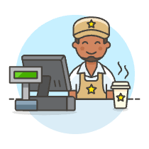 Coffee Shop Cashier 1 2 Illustration from UX Colors Set