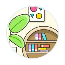 Round Bookshelf Illustration from UX Colors Set