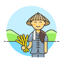 Asian Farmer 2 Illustration from UX Colors Set