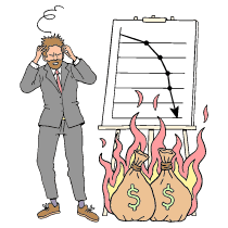 Business Graph Collapsing With Money Burned Illustration from Bruxelles Set