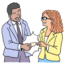 Businessman Giving Business Card Illustration from Bruxelles Set