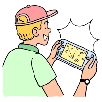 Gaming On Portable Console Illustration from Bruxelles Set