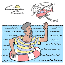 Helicopter Rescuing Lost At Sea People Illustration from Bruxelles Set
