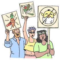 Vegan Vegetarian Activism Illustration from Bruxelles Set