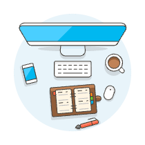 Imac Workspace 2 Illustration from UX Colors Set