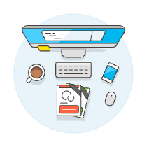 Imac Workspace 5 Illustration from UX Colors Set