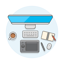 Imac Workspace 6 Illustration from UX Colors Set
